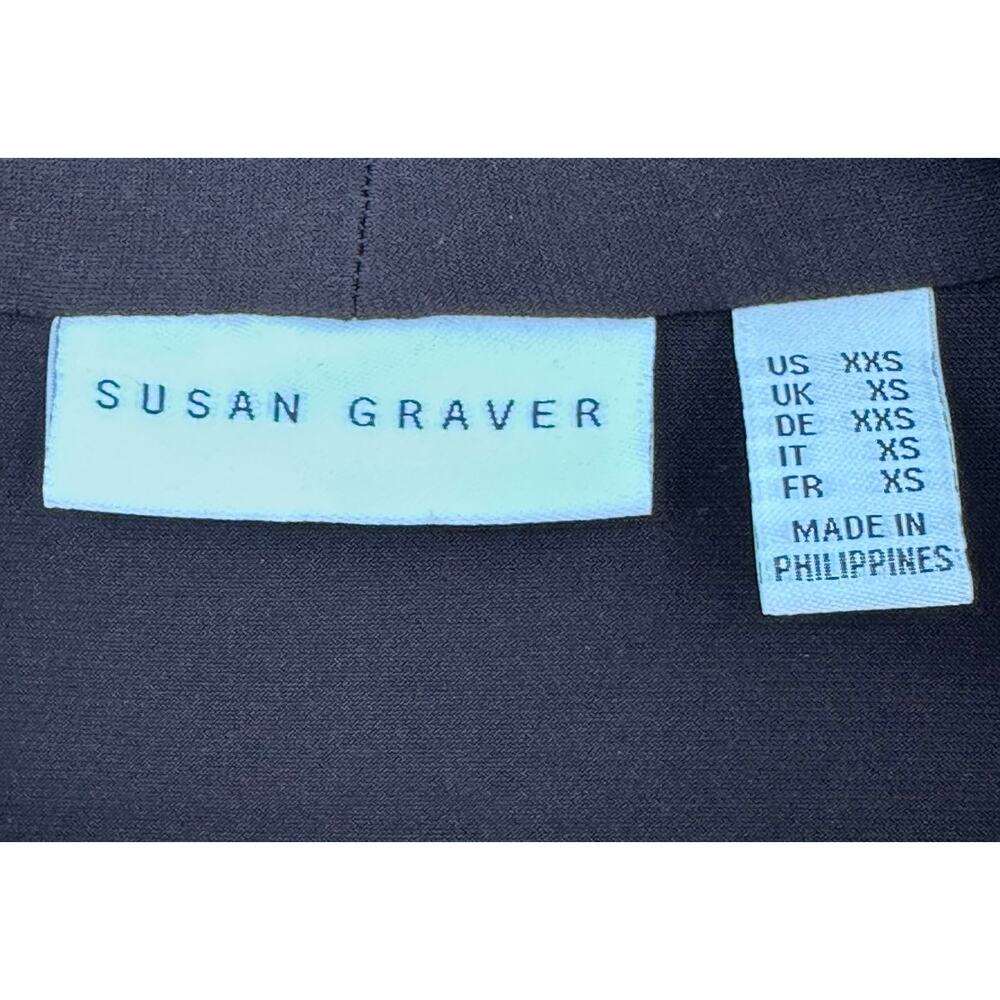 Susan Graver Chocolate Brown Open Front Cardigan Shawl Collar Womens 2XS XXS - Picture 7 of 8